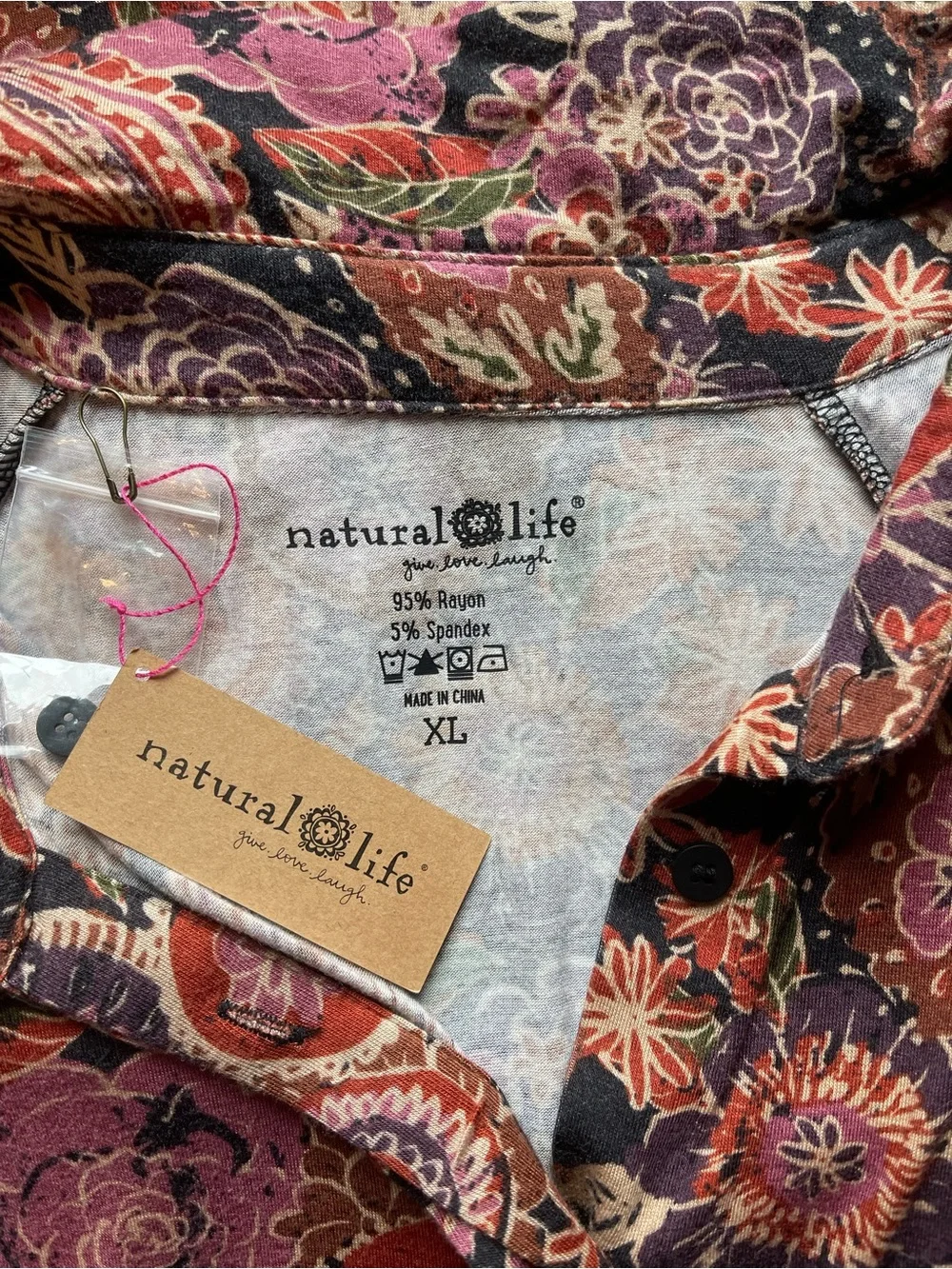 NATURAL LIFE Paisley Print Dress in Rust, Olive, and Blush NWT XL - Picture 5 of 6